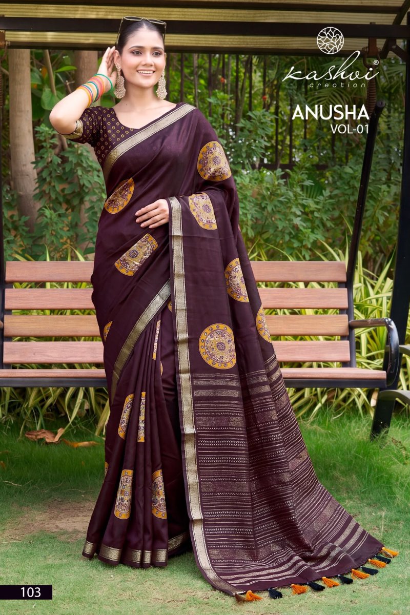Anusha Vol 1 By Kashvi Viscose Satin With Jacquard Border Saree 